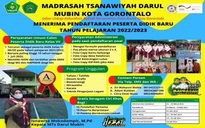 PPDB MTs DARUL MUBIN KOTA GORONTALO TAHUN PELAJARAN 2021/2022